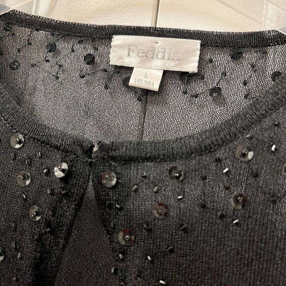 Vintage Whimsygoth Sheer Beaded Sequin Cardigan Black - Picture 4 of 14